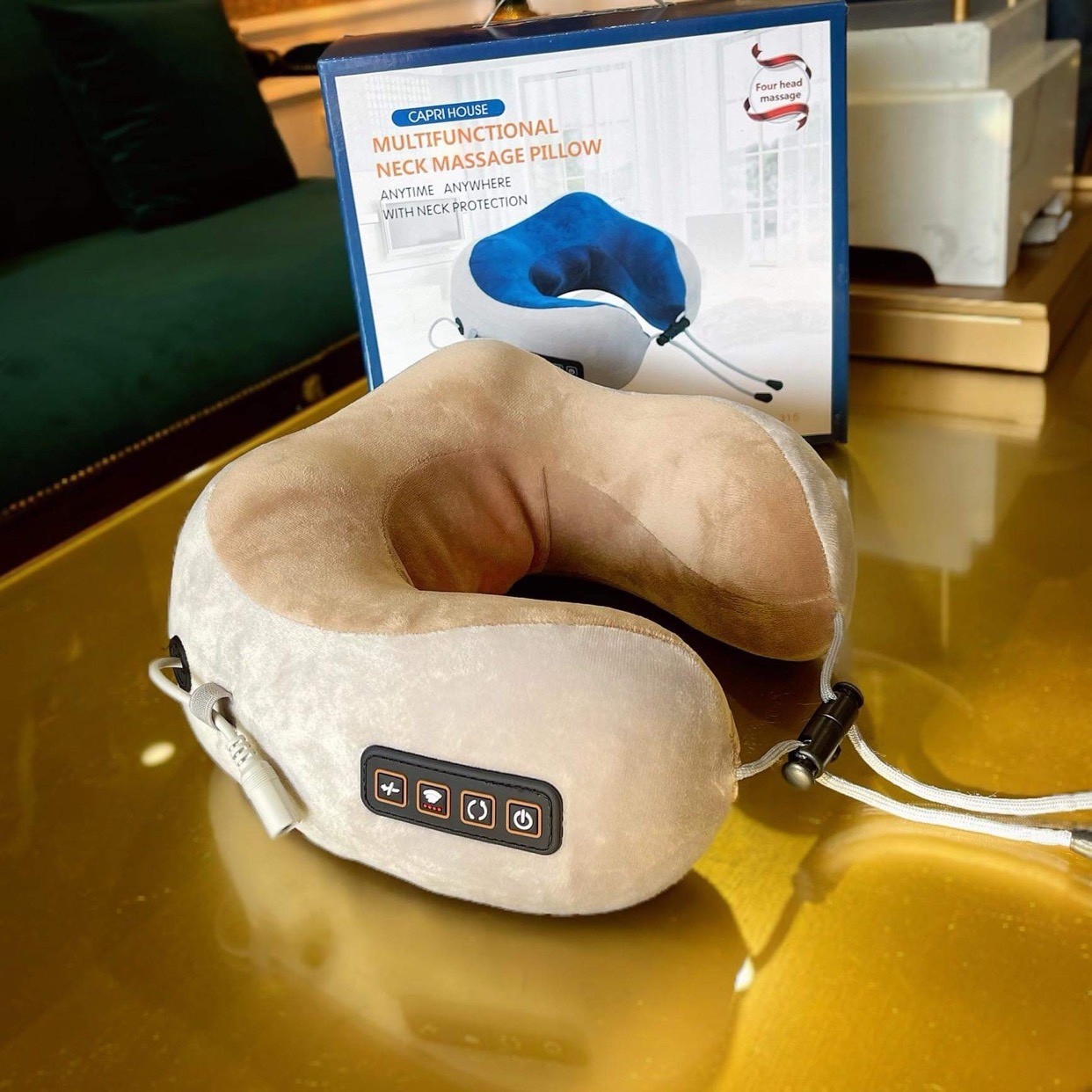 Gối massage cổ Nâu C-018