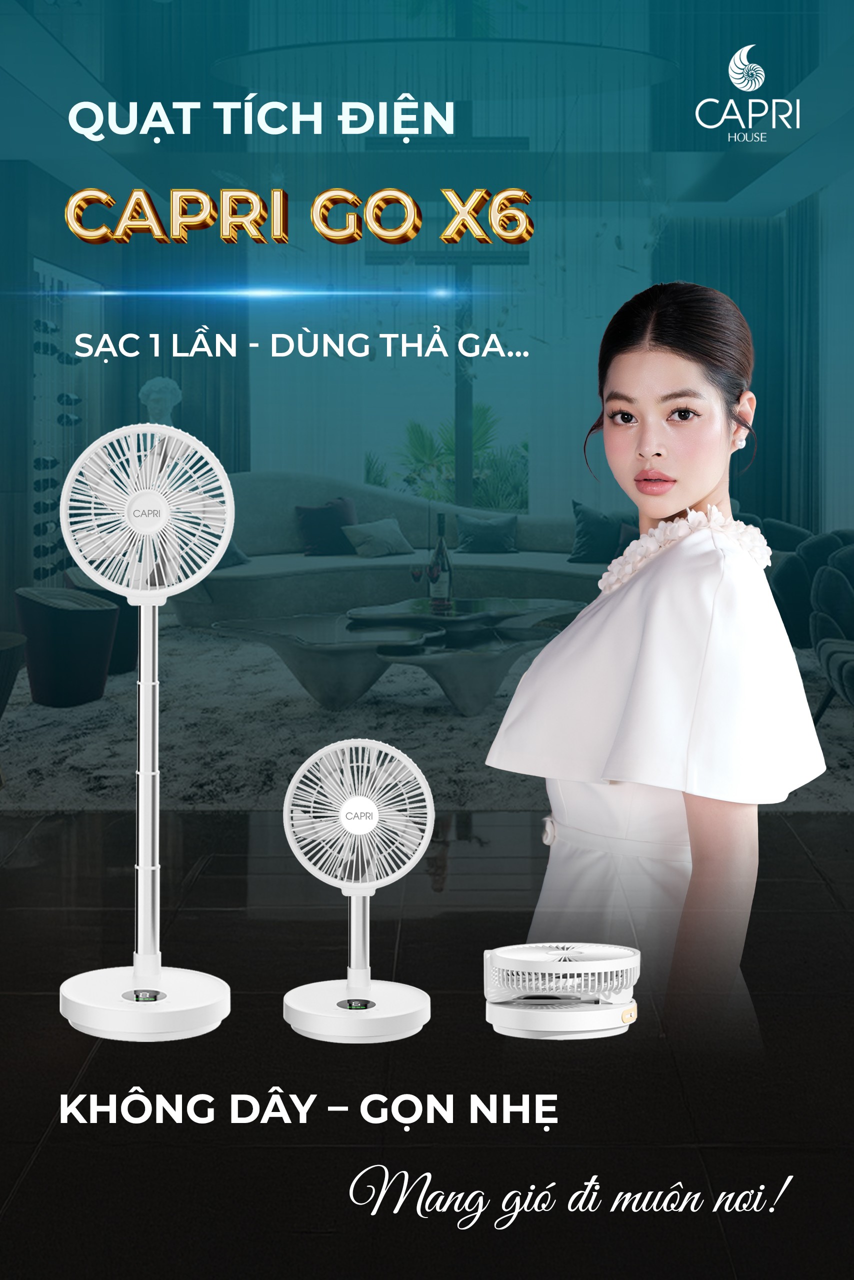 Quạt tích điện Capri Go X6